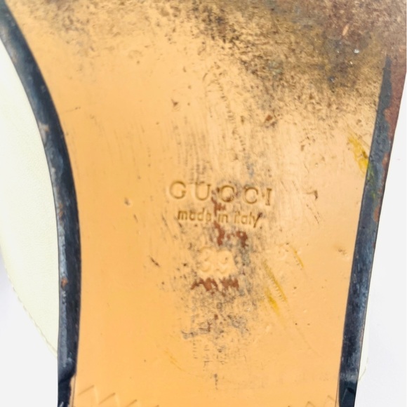 Gucci GG Logo Marmont Red Blue Web Canvas White Leather Mules Loafers EU 39 - Picture 9 of 14